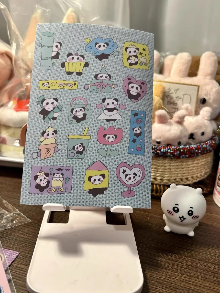 Cute blue panda hand account decorative stickers