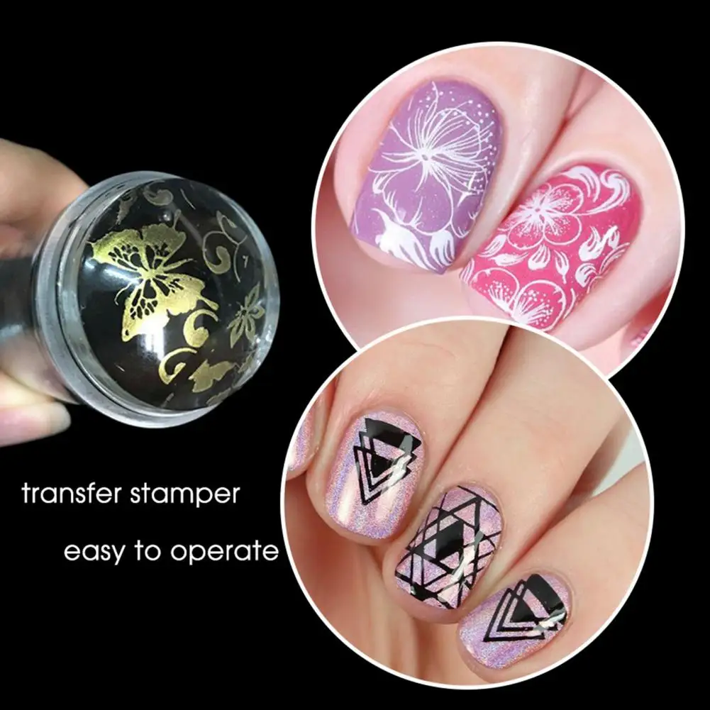 1 Set Nails Stamper Head Useful Silicone Nail Art Stamper Nail Clear Silicone Stamper with Scraper Set Nail Supplies