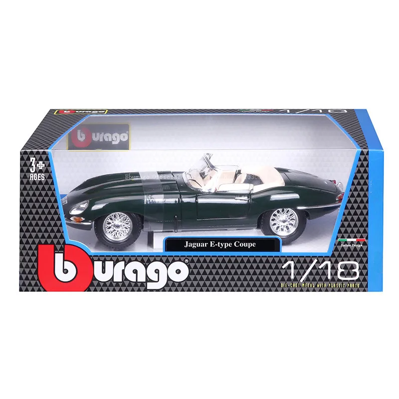 Bburago 1:18 Scale Jaguar E-type Cabriolet Alloy Luxury Vehicle Diecast Pull Back Cars Model Toy Collection Gift