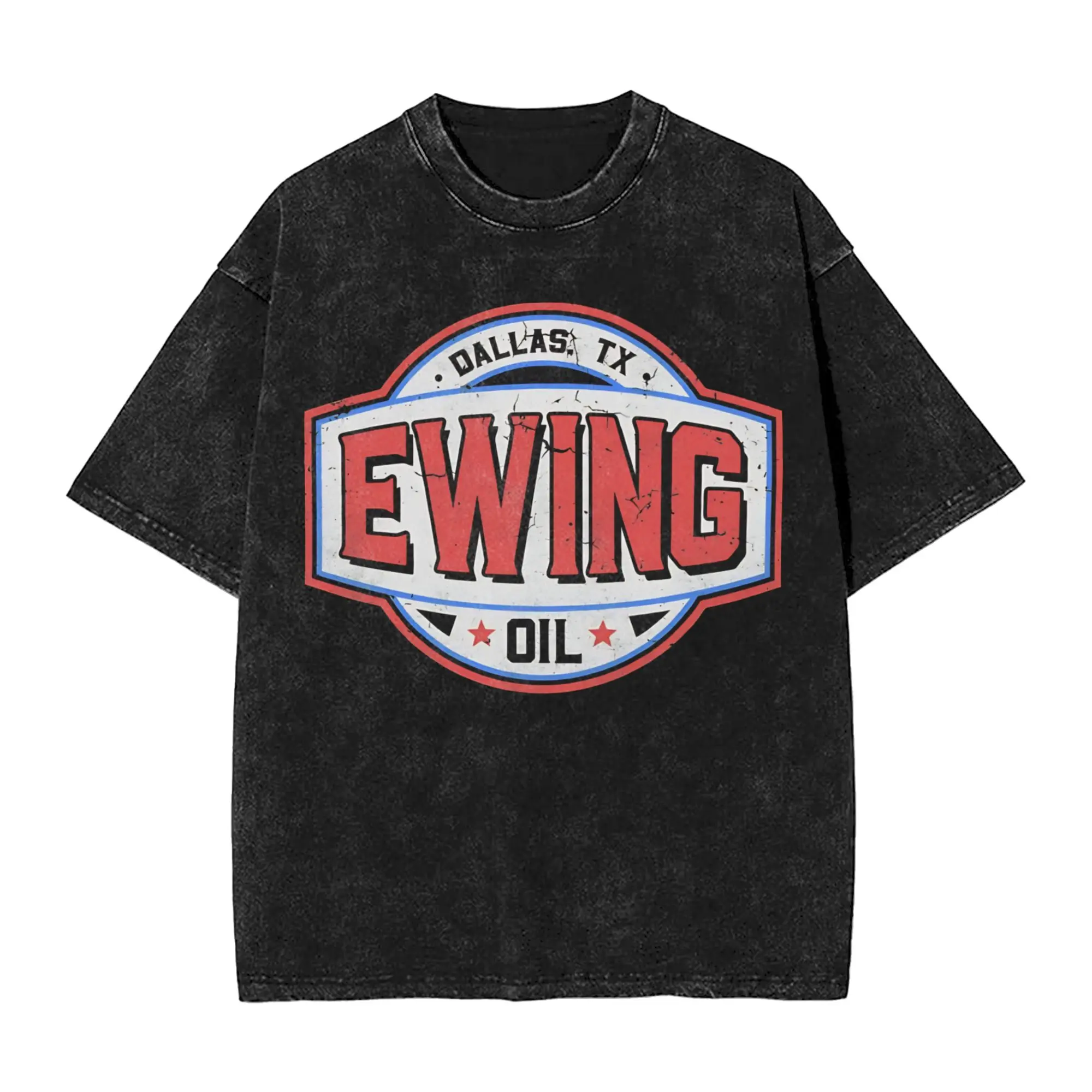 Ewing Oil Co. Dallas 70s TV Show  T Shirts Hip Hop Washed Cotton Oversize T-Shirts Vintage Men Women Streetwear Summer Tee Shirt