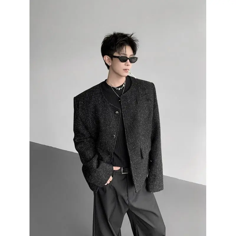 

Мужская куртка из шерстяной смеси в стиле преппи для студентов, молодежи и подростков: модная, повседневная, трендовая, классическая, традиционная, в стиле бойфренд.