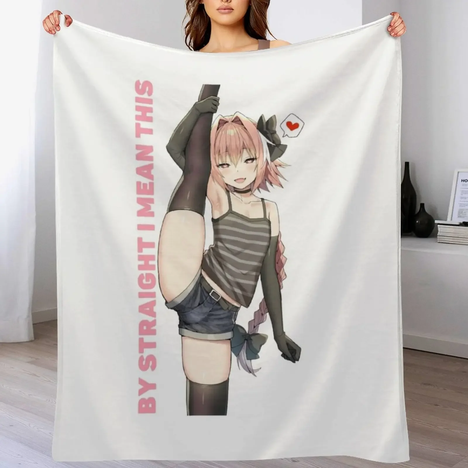 Astolfo Leg Stretch Straight Boi Femboy Trap Sissy Throw Blanket For Sofa Thin Soft Big cosplay anime Blankets