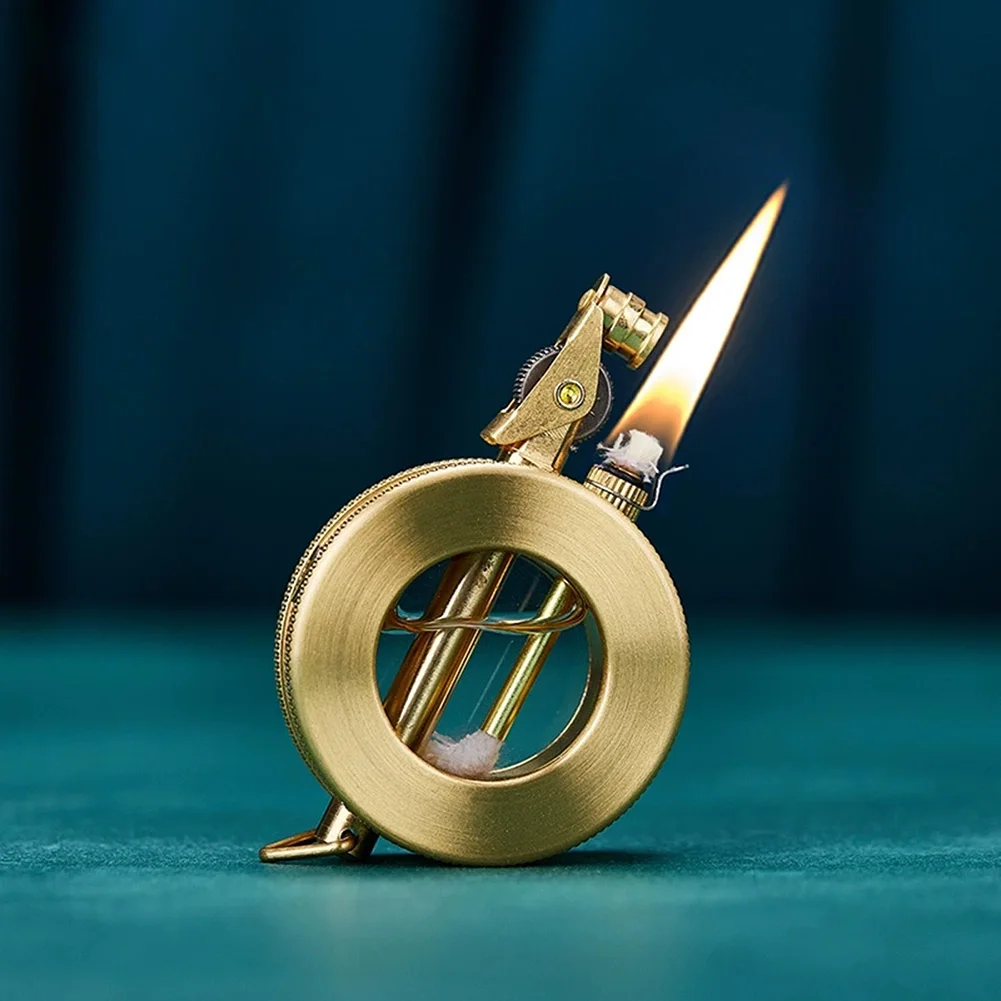 

Metal Lighter Windproof Kerosenes Lighters with Transparent Oil Tank Dad Present Collectible