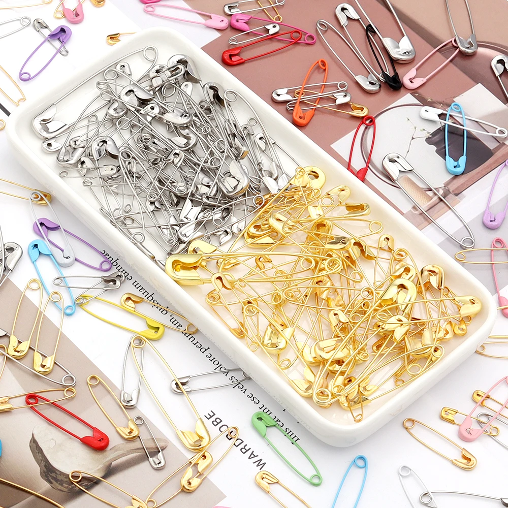 50-200pcs/lot 18/22/26/32/38/45/55mm Safety Pins Metal Clothing Fastening Clip Pin Needles For DIY Crafts Sewing Accessories