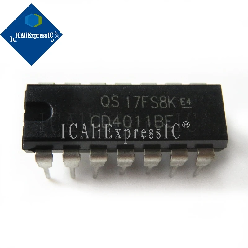 10pcs/lot CD4011BE CD4011 DIP-14 4011 QUAD 2-INPUT NAND GATE IC In Stock