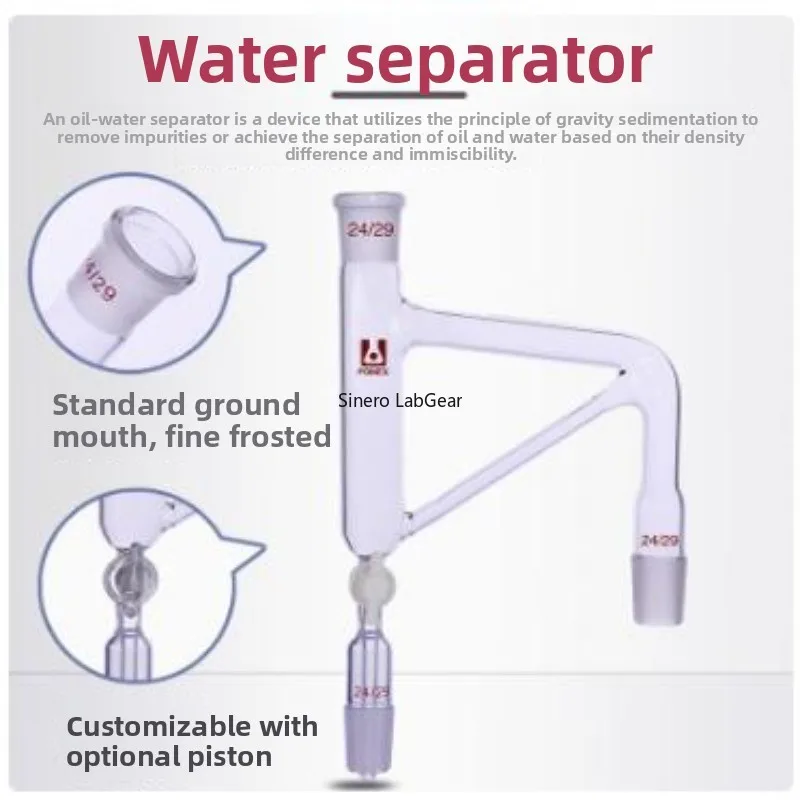 Customizable Reflux Water Oil Separator with Glass PTFE Piston 24x2 19x2 29x2