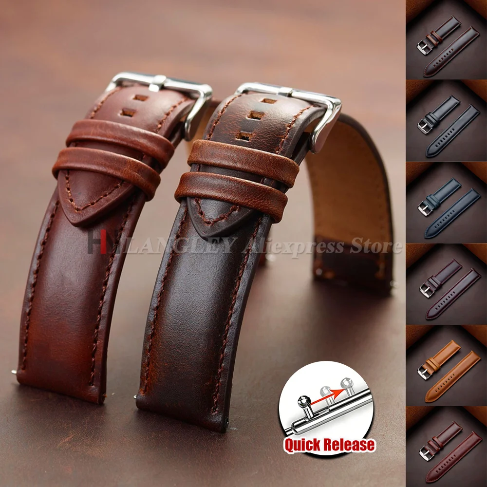 Cowhide Watch Band Universal Vintage Leather Watch Strap 18mm 20mm 22mm 24mm 26mm Men For DW Daniel Wellington Watch Accessories