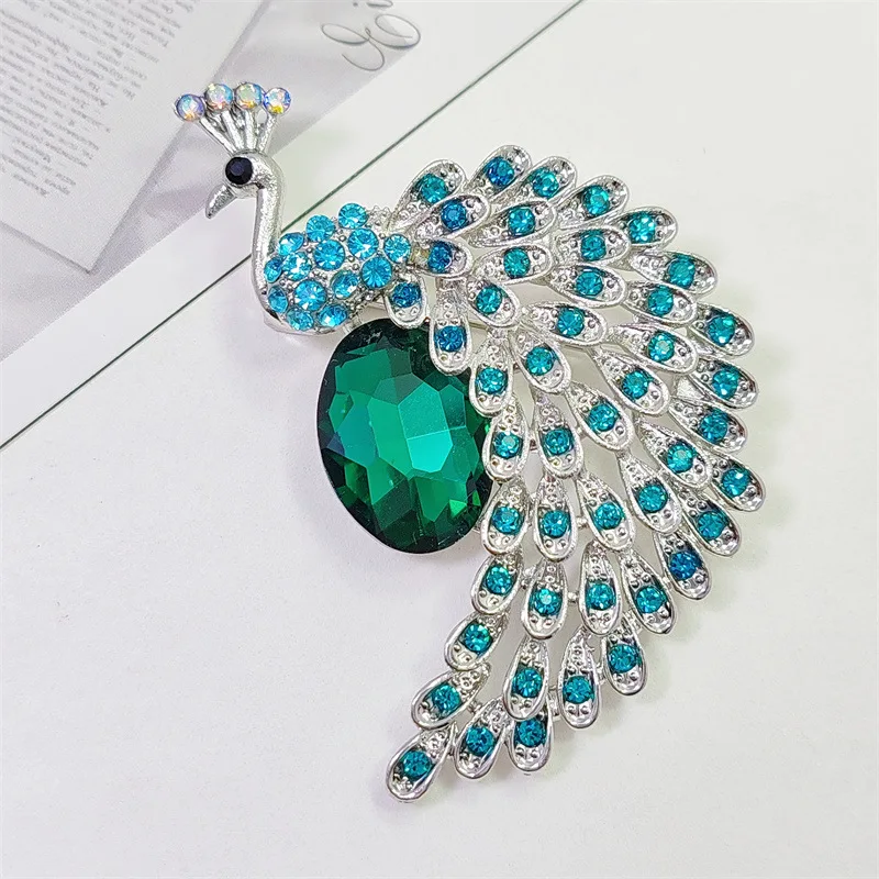 Exquisite Rhinestone Peacock Brooch For Unisex Luxury Colorful Zircon Animal Brooches Clothing Office Accessories Banquet Gifts view 5