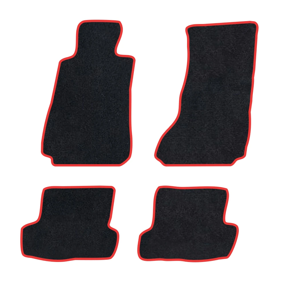 

Автомобильный коврик для Chevrolet Camaro 2016-Present MK6, полиэстер, замша, противоскользящая черная подложка, красная отделка, край