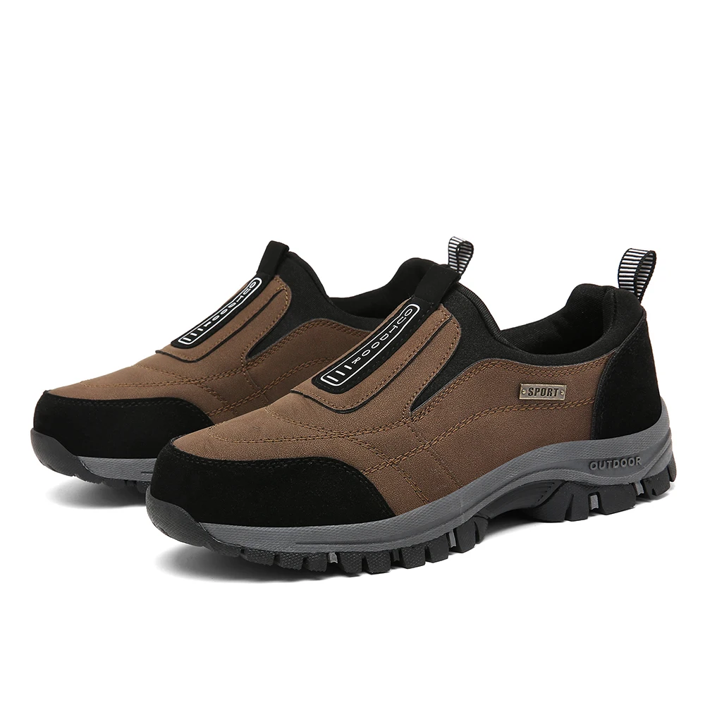 Outdoor Men Sneakers Spring Slip On Casual Men Shoes Hiking Breathable Leather Shoe Anti-skid Walking Shoe Footwear