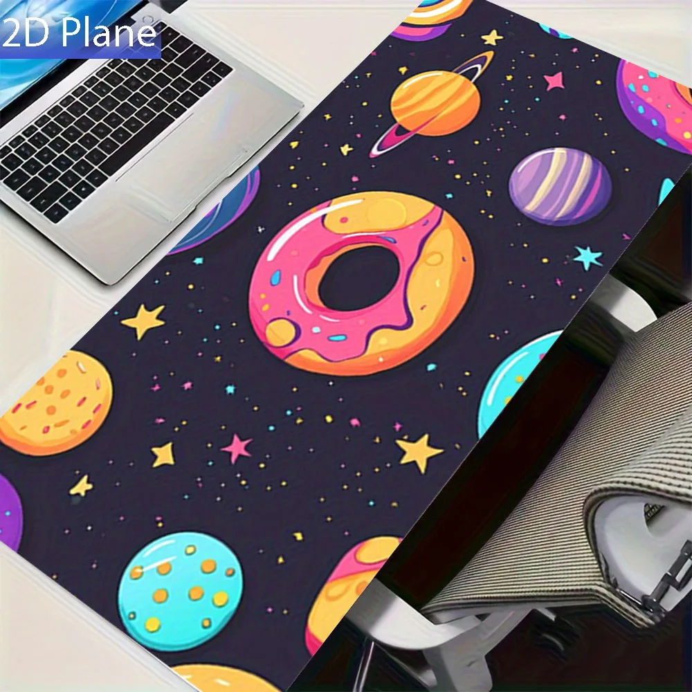 

Коврик для мыши с рисунком космического пончика, игровой коврик для стола, нескользящая резиновая основа, большой коврик для мыши для ПК, ноутбука, клавиатуры, офиса