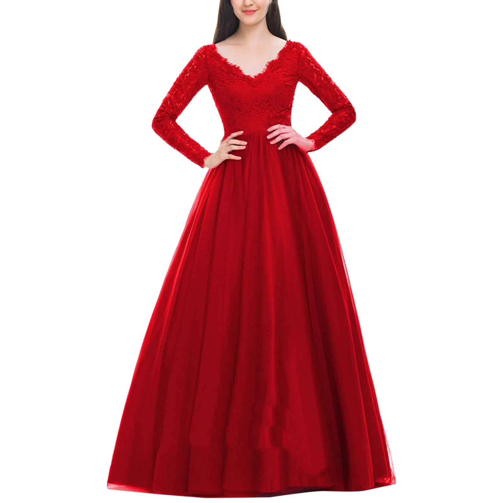 

Women's Evening Dress Long Sleeve Heavy Bead Ball Dress Long Prom Dress Robe Ladies Formal Dresses Evening