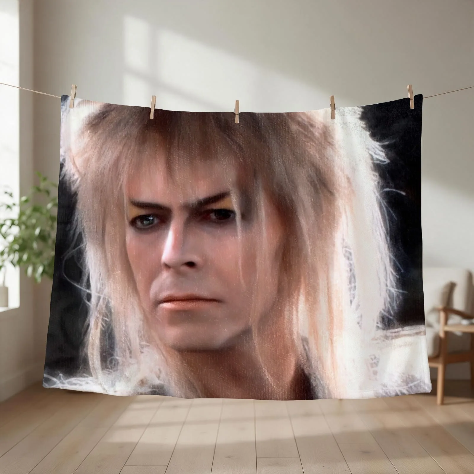 Jareth the King of Goblins Falling in the Labyrinth Throw Blanket couch cozy soft plush fuzzy picnic outdoor blanket