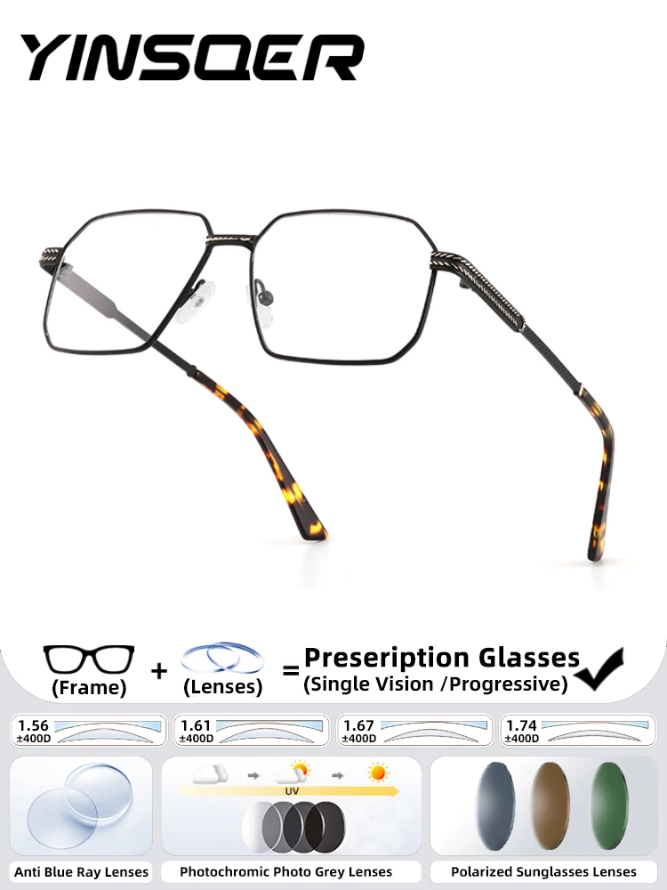 

Men Square Anti Blue Light Prescription Glasses Luxury Progressive Myopia Sunglasses Women Photochromic Glasses Male Business