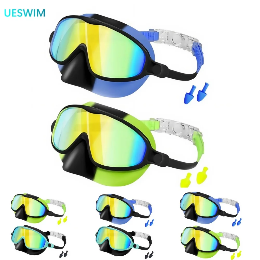 Gafas de natación para niños con cubierta para la nariz, máscara de buceo de visión amplia, antiniebla, protección UV, sin fugas, para niños de 3 a 15 años, 2 uds.