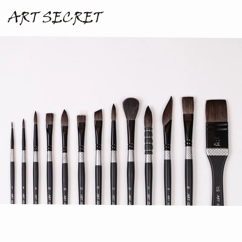 ArtSecret High Grade#940 Watercolor Painting Brush 13/Set Aquarelle Drawing Blue Pen Squirrel Horse Hair Mix Art Tool Stationery