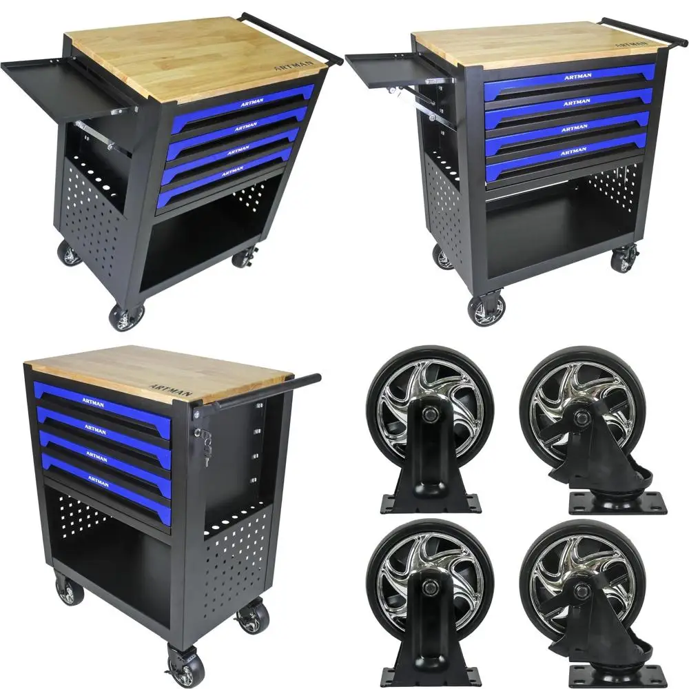 

4-Drawer Rolling Tool Chest with Storage Shelf and Swivel Wheels for Garage Workshop Storage
