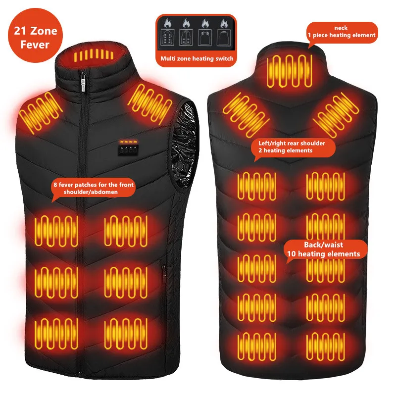 Neue Männer Casual Stehkragen Im Freien Warme Elektrische Weste Winter Usb Port Intelligente Heizung Ärmellose Mantel (Keine Power Bank) – Detail 6