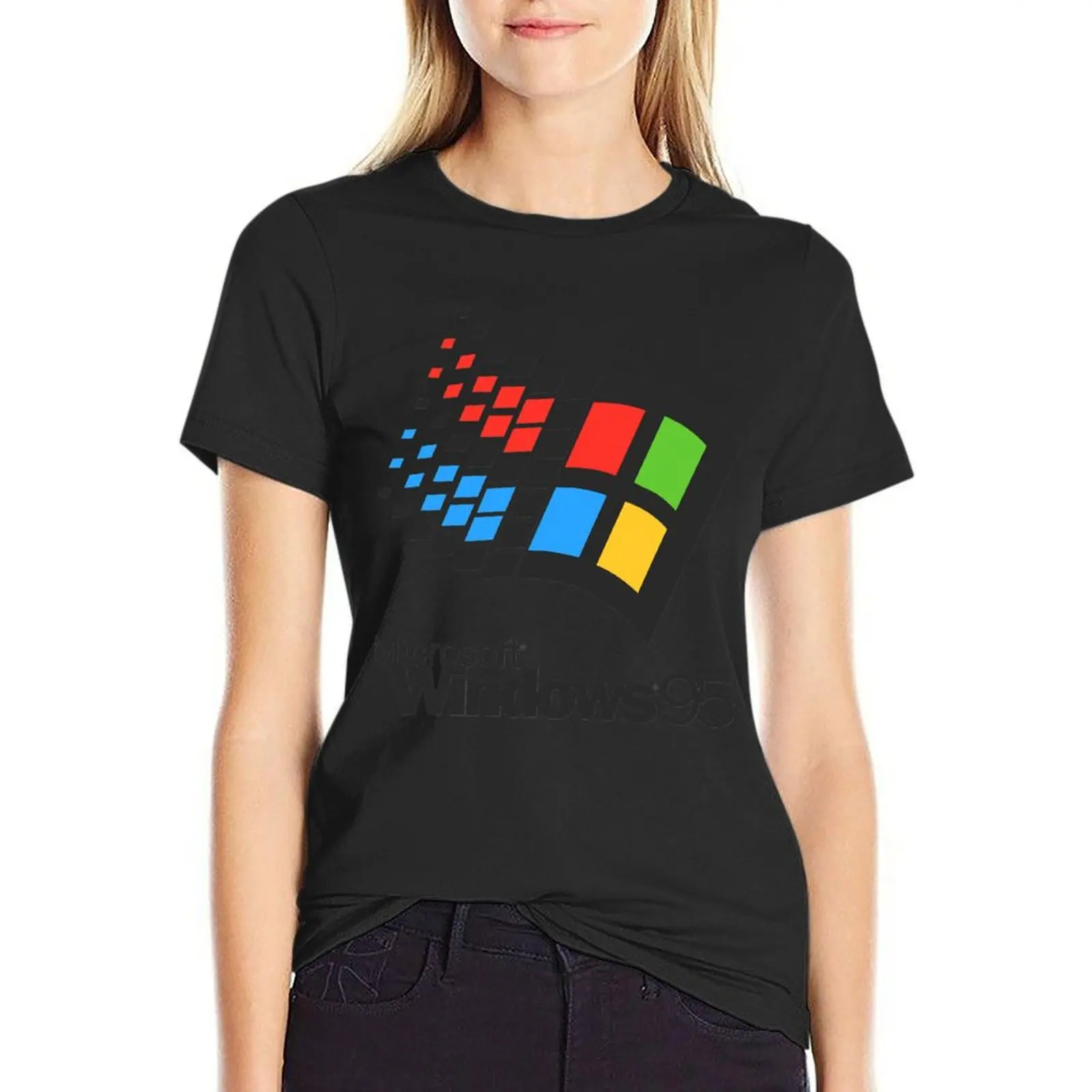 

Футболка Microsoft Windows 95, футболка с короткими рукавами и принтом животных для любителей спорта, рубашки с котами для женщин