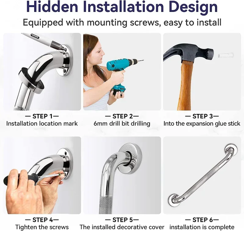 Stainless Steel Wall-Mounted Bathroom Grab Bar