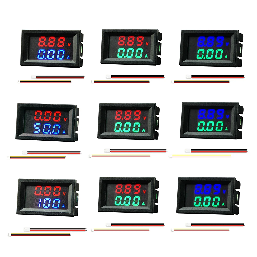 10A/50A/100A Digital Voltmeter Ammeter Dual LED Display Voltage Current Detector Multifunctional Amp Volt Tester Instrument Tool