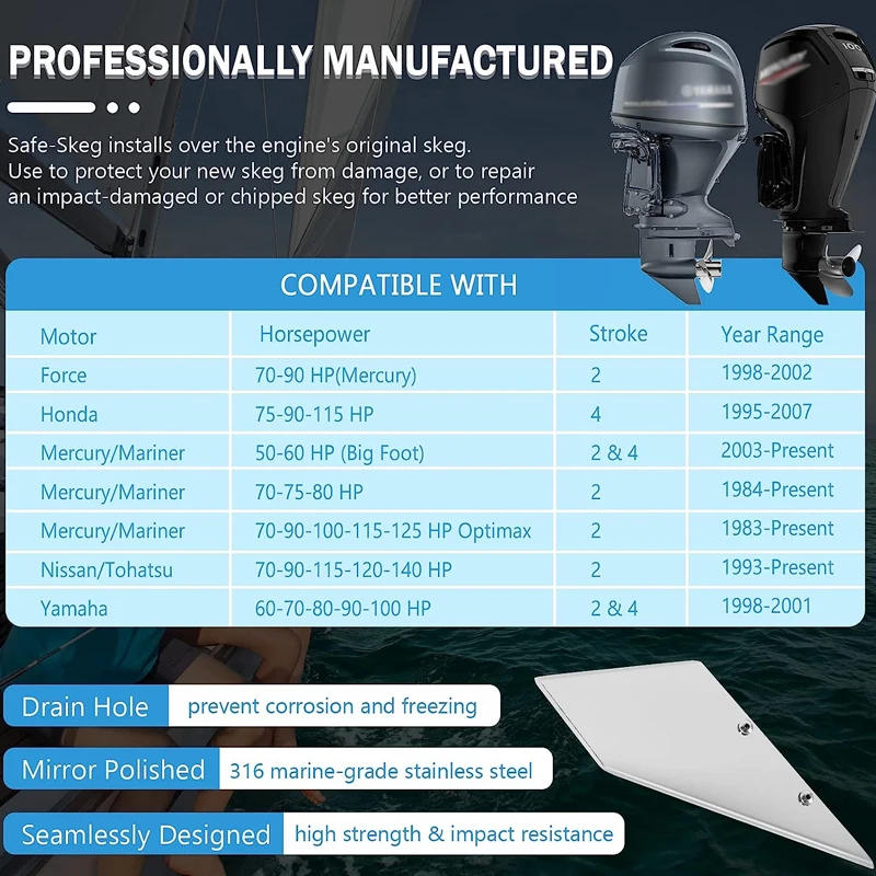 35-SS625 Skeg Guard Safe-Skeg Protector Tool Fit for Marine Yamaha Honda Mercury/Mariner Force Nissan Tohatsu Outboard Engines