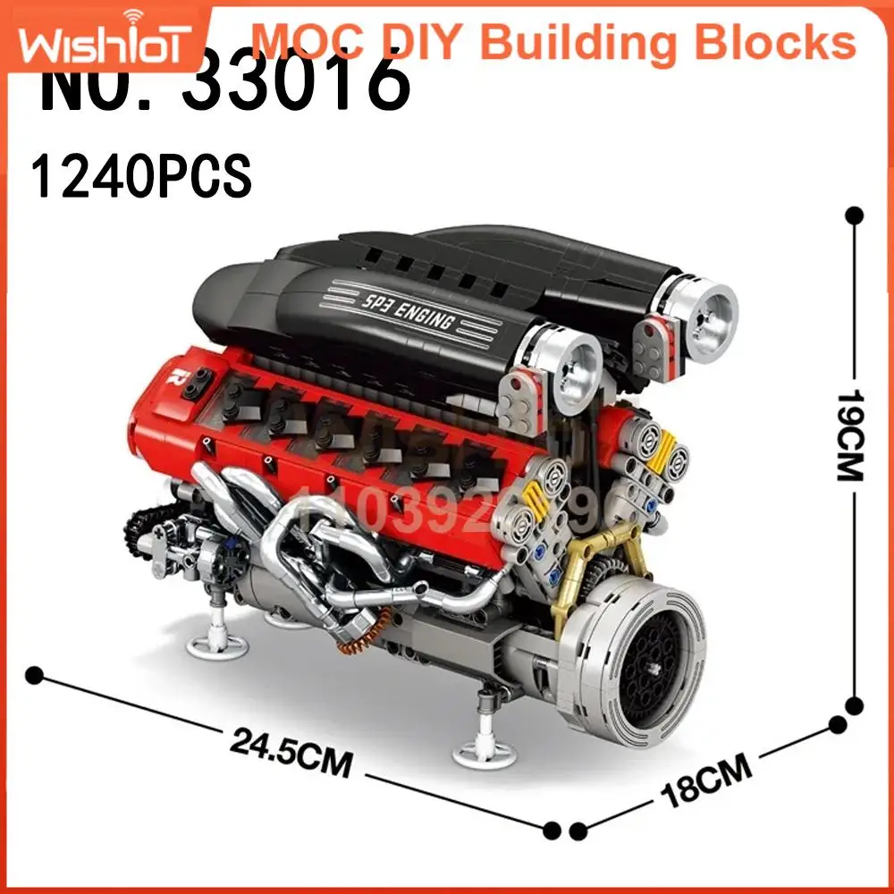 Piezas técnicas de coche, juguetes de regalo, 1240 Uds., motor Reobrix 33016 SP3, modelo de simulación motorizado, bloques de construcción de accionamiento eléctrico