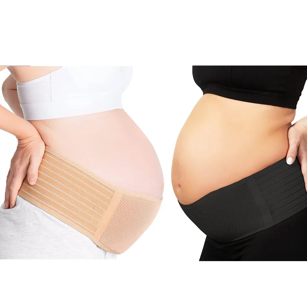 1Pc Women Adjustable Breathable Belly Support Band,Maternity Belt, for All Stages of Pregnancy & Postpartum, Black, Beige