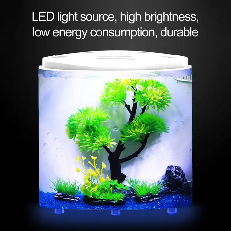 Mini Fish Tank Creative Aquarium Transparent LED Light G0ldfish Small Fish Tank Clear Container With Water Pumps Home Decoration