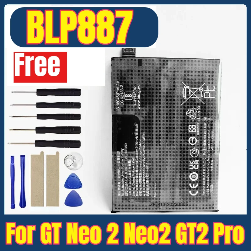 

New High Quality BLP887 5000mAh Mobile Phone Battery for GT Neo 2 Neo2 RMX3370/ GT2 Pro RMX3301 RMX3300