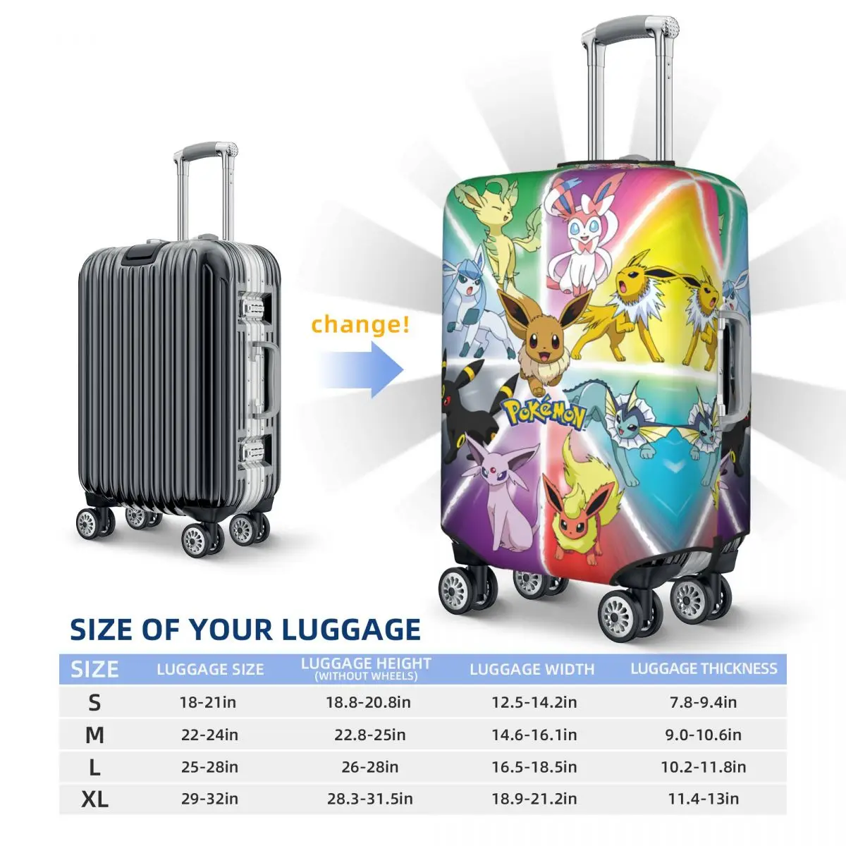 Custom Pokemon Pikachu Luggage Cover Fashion Suitcase Protector Covers Suit For 18-32 inch