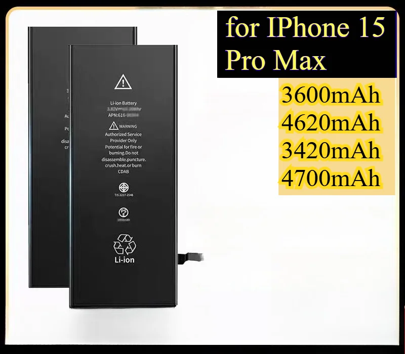 

4700mAh No Alert Battery for IPhone 15 Pro Max/14PM A2849/A2886 IOS 17-18 No Health Warning Built-in 2X Capacity