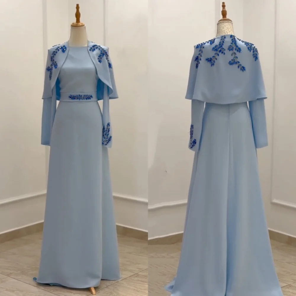 

Customized Jersey Rhinestone A-line Long Dresses Shawl Evening Gown Bespoke Occasion Elegant Party Wedding Glitter High Quality