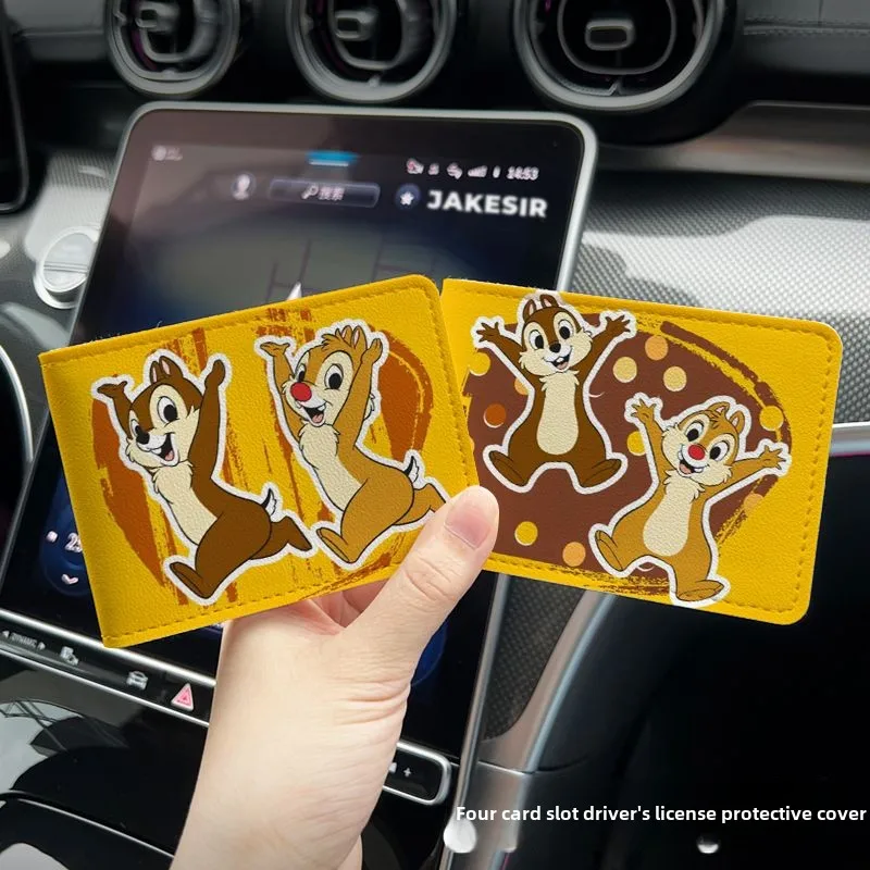 Disney Cute Chip Dale Creative Cartoon Pattern Fashion Portable Motor Vehicle License Driver's License Protective Leather Case