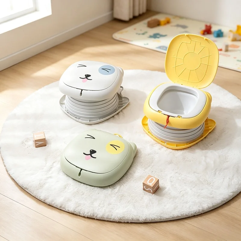 Kids Foldable Training Potty Portable Sealed Odor‑Proof Travel Toilet Leak‑Proof Baby Urinal for Car Outdoor Camping Use