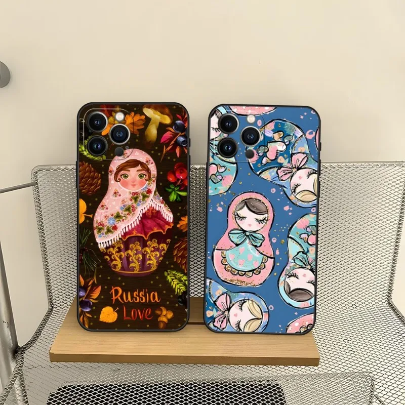 Russian Nesting Doll Cartoon Phone Case For Iphone 11 Pro Max 12 Mini 13 14 X Xr Xs 6 6s 8 7 Plus Silicone Soft Back Cover