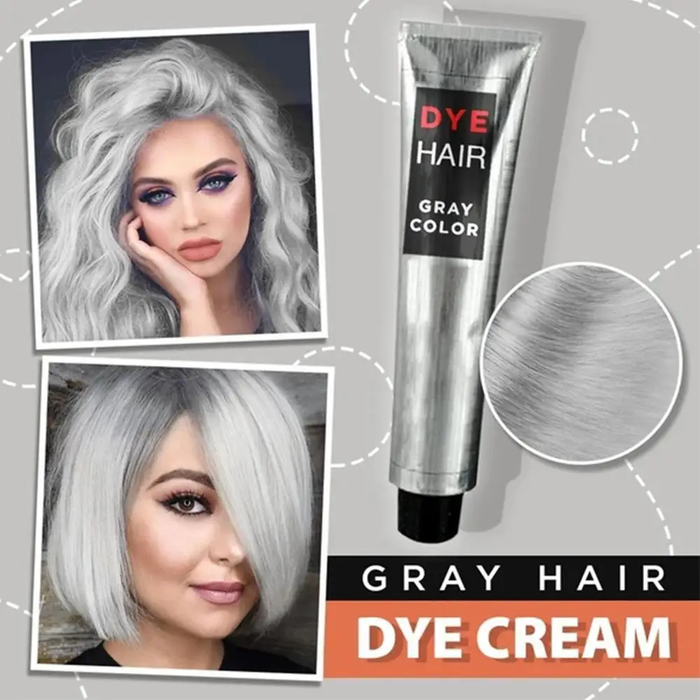 Crema de Color para el cabello Unisex, tinte permanente de Color gris ahumado, estilo Punk, gris claro y plateado, 100ml