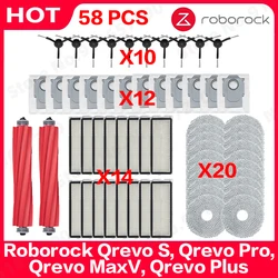 Fit For (Roborock Qrevo S, Qrevo Pro, Qrevo MaxV, Qrevo Plus) Vacuum Parts Main Roller Side Brush Filter Mop Pad Cloth Dust Bag