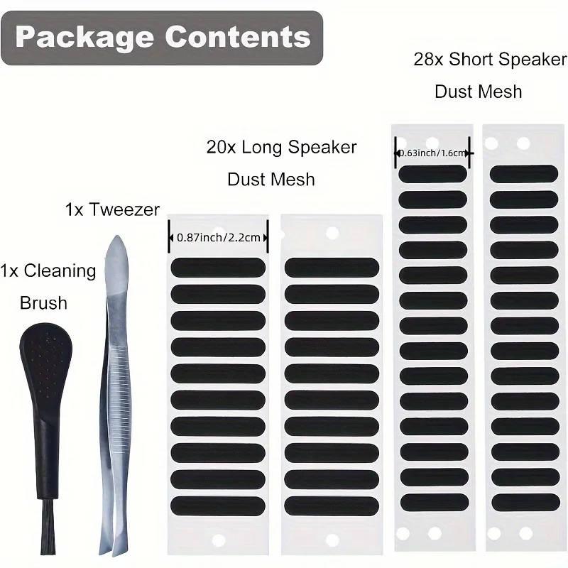 48pcs Universal Phone Speaker Dust Protector Mesh Stickers for iPhone 15-12 Samsung S23 Anti-Dust Cover Include Brush+Tweezer