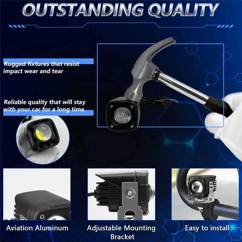 Dependable-Motorcycle Spotlight Headlight Auxiliary LED Fog Light White+Amber Light 60000LM For Car Truck SUV UTV Tractor Boat