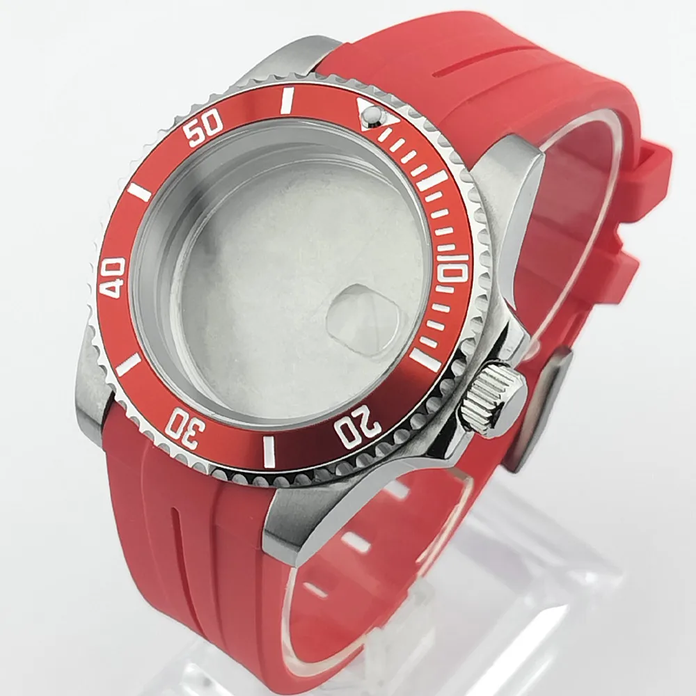 40,5 mm Rot Grün Blau SUB Saphirglas Metallgehäuse Passend für NH35/36/38 Uhrwerk Uhrenteile Zubehör Uhrenbox Gummiarmband – Detail 6