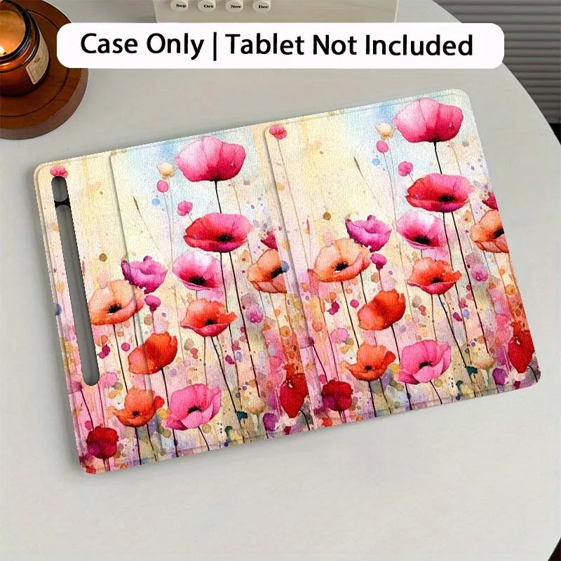 

Watercolor Poppy Flower Painting Tablet Case For Samsung Galaxy Tab S7 S8 S9 S10 FE Plus 12.4 13.1 Inch