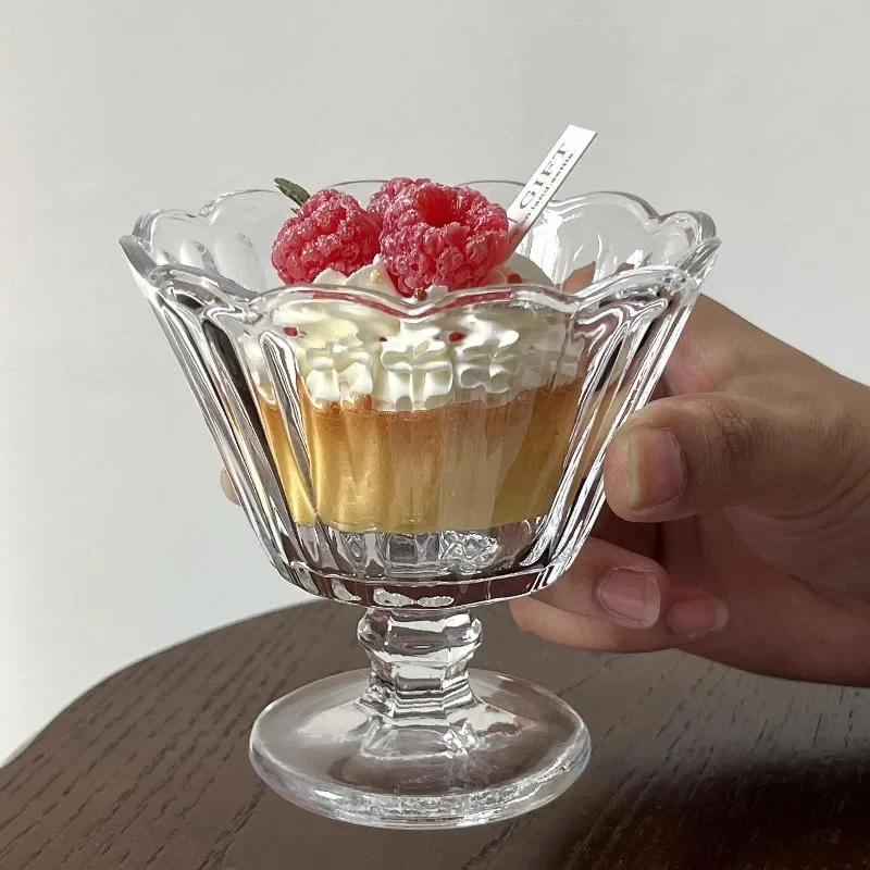 150ml Transparent Glass Cup Lace Tall Cup Ice Cream Dessert Cup Pudding Ice Cream Bowl Holiday Party Drinkware Kitchenware