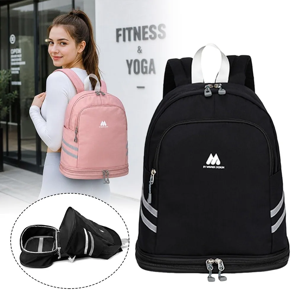 Dry-wet Separation Gym Backpack Reflective Strip Design with Shoe Compartment Sports Backpack Foldable Large Capacity Gym Bag