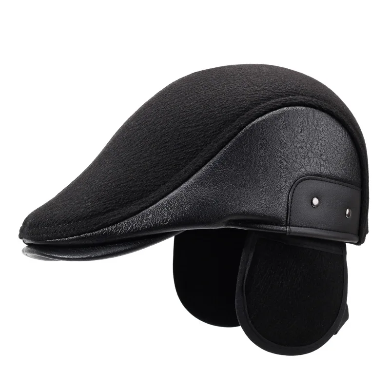 Middle-aged  Elderly Hats Men's Autumn and Winter Cap Forward Hat Fleece Cotton Hat Outdoor Warm Ear Protector The Elderly Hat