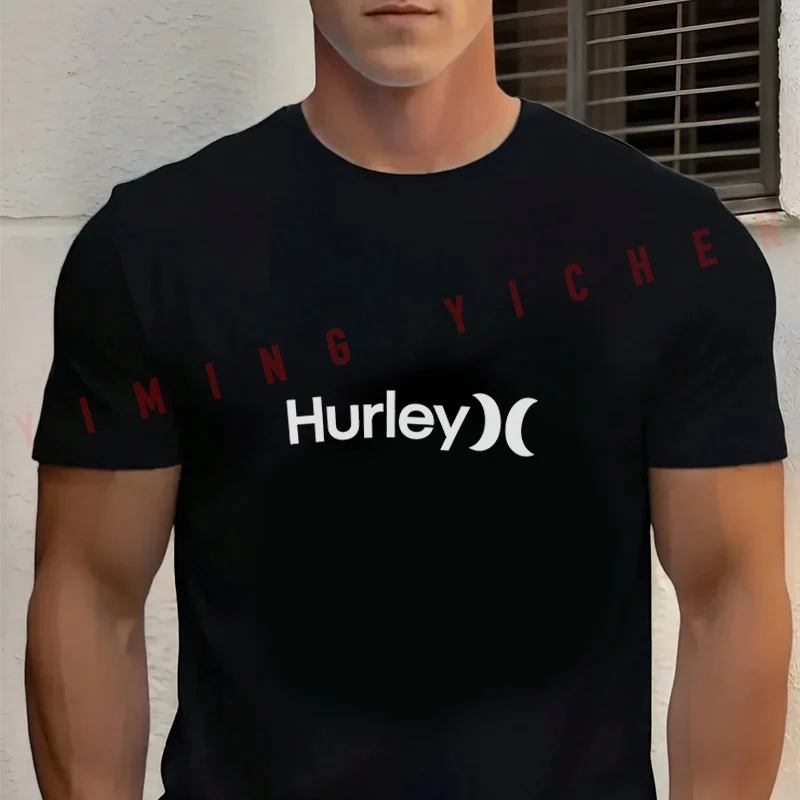 Camiseta de algodón Hurley con gráfico para hombre, estilo casual y a la moda, ideal para viajes de verano y deportes.