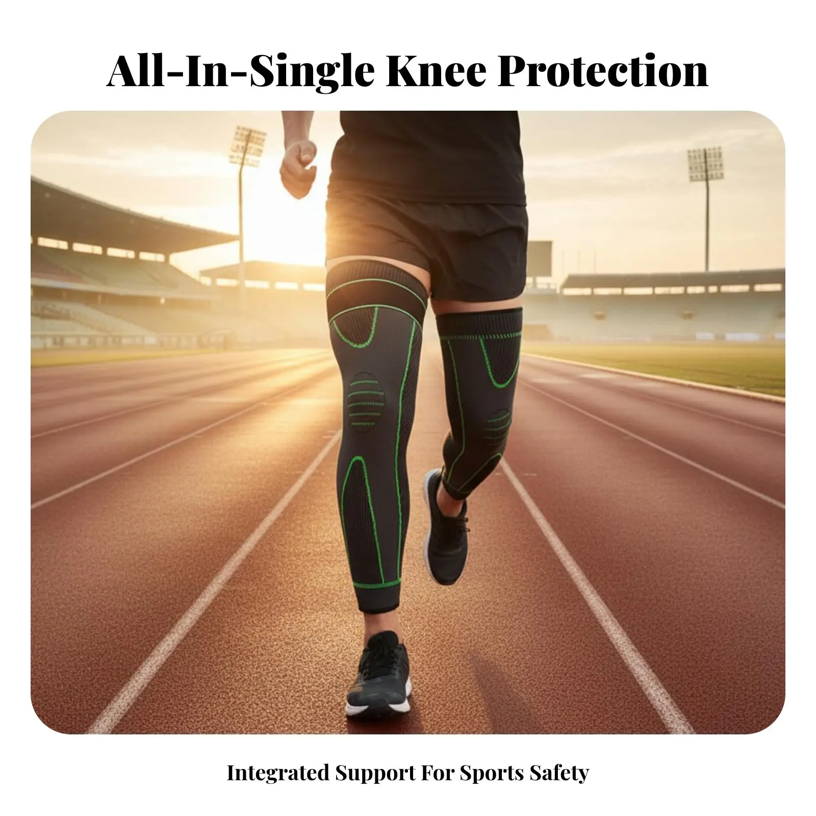 

Long Knee Brace Breathable Material Long Knee Support Brace Thigh Calf Support Sleeve Non-Slip Design Knitted Compression Sleeve