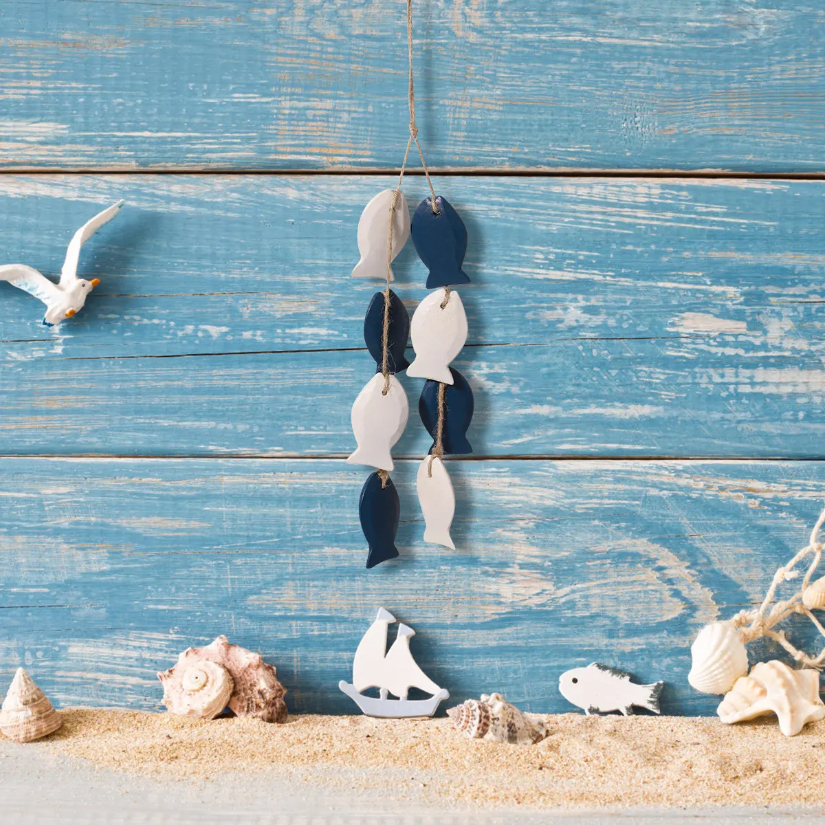 Vintage Small Fish Wall Hanging Craft Handmade Wood Decoration for Indoor Outdoor Use Perfect Beach Theme Room Decor Wall