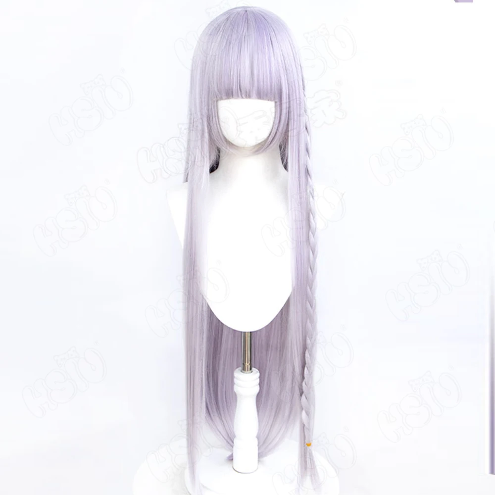 Perruque de Cosplay de l'Anime Kirigiri Kyoko, Cheveux Longs Gris Clair Violet, Perruque de Jeu