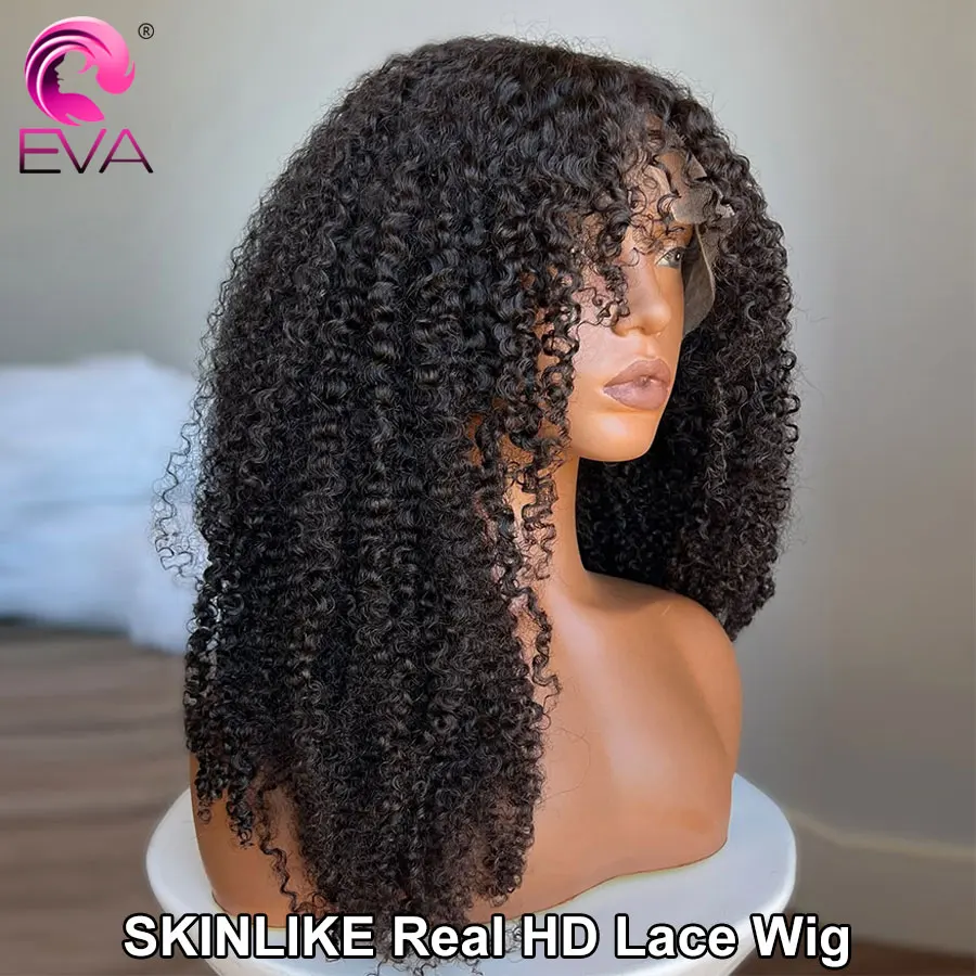 

250% Density Kinky Curly 13x6 HD Lace Full Frontal Wigs Pre Plucked Bleached Knots Skinlike Real HD Lace Closure Glueless Wigs